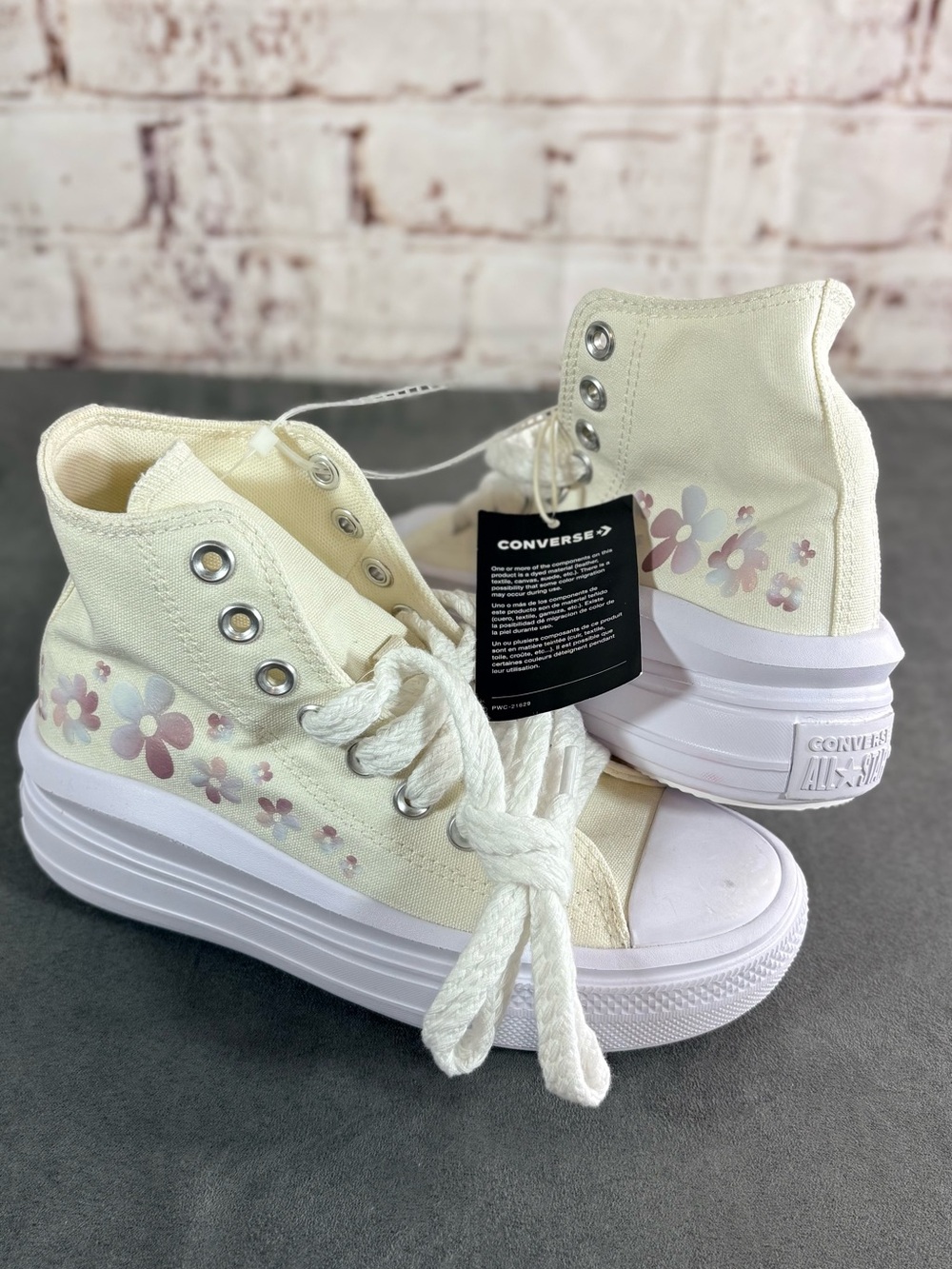 Converse Cream High-Top Sneakers with Pastel Floral Print